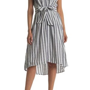Striped Midi Dress with Tie Waist